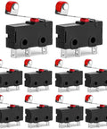 10 Pack Micro Limit Switch KW12 3 With Roller Lever Arm SPDT 1NO 1NC 250V 5A Open Close Compact 20x10x7mm shown in grid view