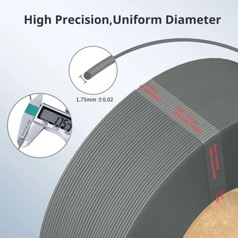 PLA Filament Refill 1.75mm 1Kg Gray For Reusable Spools Eco Friendly And Wallet Friendly With About Two Hundredths Of A Millimeter Dimensional Accuracy And Broad Spool Compatibility For Most Reusable Spool Systems.