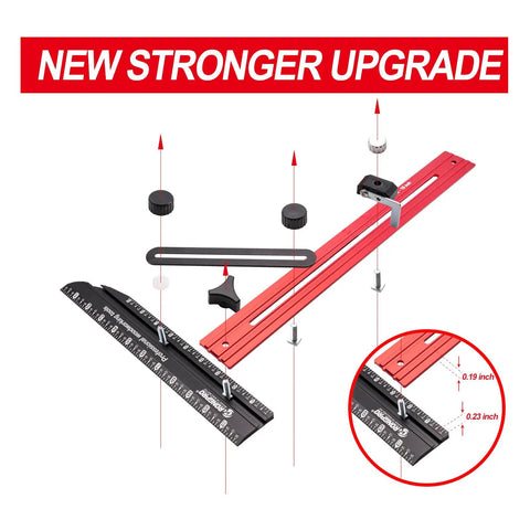 Pro Grade Built Tough Stair Tread Template Tool And Gauge Set For Stairs And Risers, Diy Drywall Cutting And Layout Scribe, Red Aluminum