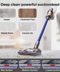 High Torque Brush Head Replacement For Dyson V11 V15 V10 V8 V7 Vacuums on carpet, showing suction modes for various floor types.