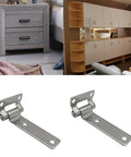 2-piece steel furniture hinge set with long mounting plates, zinc-plated, heavy-duty