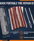 Essential Roadside Tire Repair Kit For Cars And Bikes Capsule Style Puncture Plug Tool with portable design and accessories.