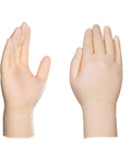 Ivory latex disposable gloves; front and back views, 8 mil, powder-free, large, industrial-grade