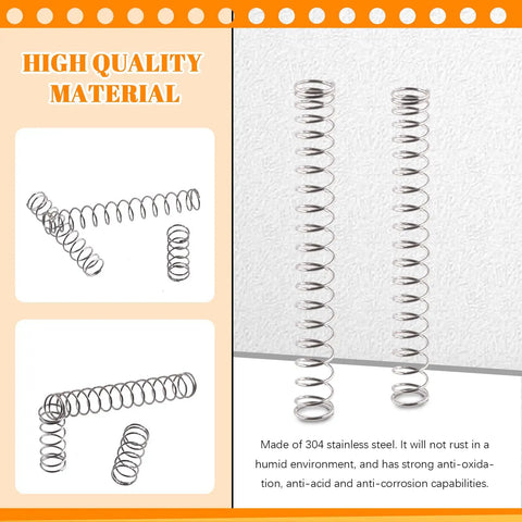 150 Piece Compression Springs Set In 5 Sizes Featuring 0.5mm Wire And 6mm Outer Diameter With 10mm To 50mm Lengths Stainless Steel