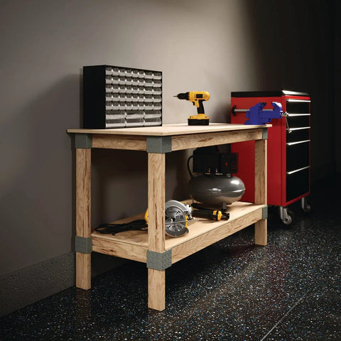 Beefy DIY Workbench Hardware Kit With 24-Inch By 48-Inch Base, 500-Pound Capacity, Easy 90 Degree Cuts, Lumber Not Included