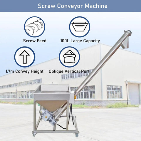 Heavy Duty Screw Conveyor Machine With Spiral Feeder And Bucket Conveyor Inclined Type For Powder Materials Auger Hopper Loader