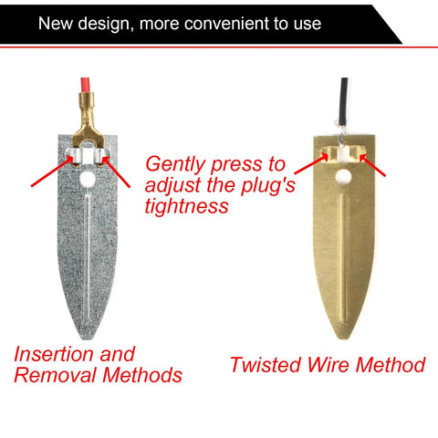 Insertion and twisted wire methods shown in Fruit Battery Science Kit with Electronic Clock and RGB LED for DIY home lab projects.