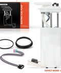 Front view of Electric Fuel Pump Module Assembly With Pressure Sensor For Pontiac Aztek And Buick Rendezvous 2004 V6 3.4L Gas Engine Replacement Part With Four Pins And Three Tubes Plug And Play Fit alongside included components.