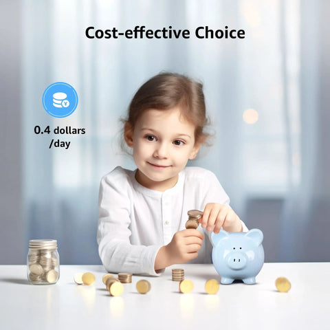 Child with coins and piggy bank illustrating cost-effective choice, representing value of Water Filter Replacement Pack For ZeroWater Pitchers.
