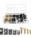 All In One 170 Piece Car U Clip And Screw Kit with 9 sizes U nuts and fasteners shown in an open plastic case.