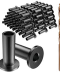 Black Stainless Steel Protector Sleeves For One Eighth Inch Five Thirty Seconds Inch Or Three Sixteenths Inch Deck Cable Railing On Wood Or Composite Posts T316 Marine Grade Outdoor And Indoor Cable Guard Sleeves Rugged All Weather Durable with drill bit and sleeve stack