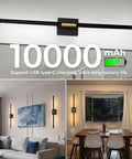 Cordless Battery Wall Sconces Set Of 2 Packed With 10000 Mah Power and zero wiring hassle, mounted above a modern living room.