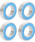 Cartridge Bearings 15x28x7mm Set For Bikes With Blue Chrome Steel Sealed Grease Full Balls 6902 Style Heavy Duty Hubs Pivot Replacement No Retainer Durable Bearing Kit 4 Pieces, four blue sealed bearings