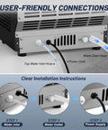 Back view of Nugget Ice Maker Machine With 100 Lbs Per Day Output showing water connections and power cord installation.