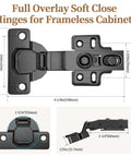 Zero Drama Soft Close Concealed Cabinet Hinges Full Overlay European Adjustable Frameless Door Mounts dimensions and design detail