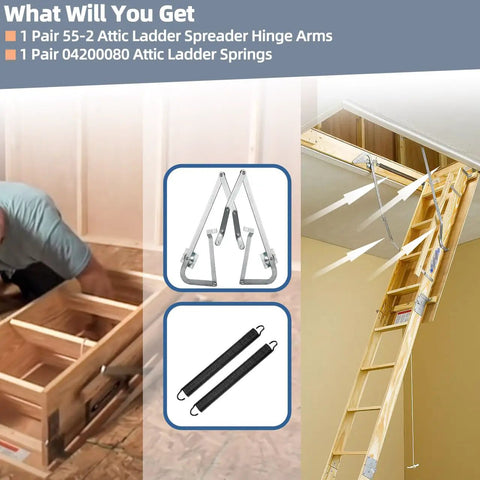 Attic Ladder Hinge Arms With Springs Replacement Kit For Werner Mk5 WU2210 W2208 W2210 Ladders After 2010 Easy Install