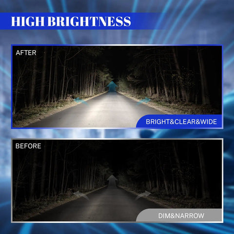 Comparison of road brightness before and after installing the Xenon HID Ballast Control Module Assembly For Acura TL TSX ILX ZDX RDX 2006-2014 Replacement.