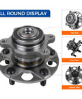 512256 Rear Wheel Bearing Hub Assembly for Acura CSX 2006 2010 and Honda Civic Ex Si 5 Lug Hub Top, Front, Bottom Views