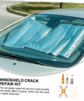 Quick Fix Windshield Crack Repair Kit For Cars on car windshield with application tools visible