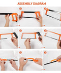 Assembly diagram for Hacksaw Set With 12 Inch Steel Frame Replaceable Blades And Metal Miter Guide For Metal Wood And PVC Pipes