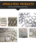 Various steel stirrups shaped by Heavy Duty CNC Rebar Bender Built Different Steel Reinforcement Tool for construction.