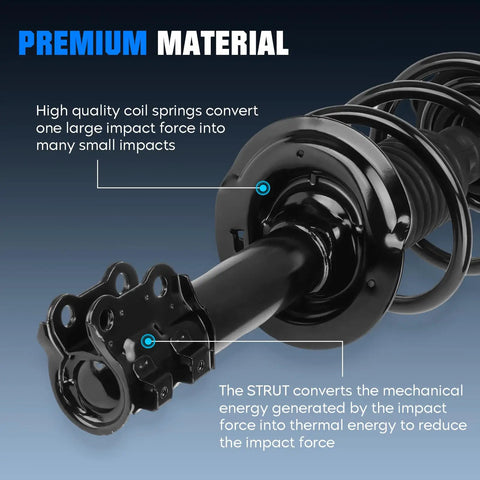 Hyundai Sonata Front Strut And Sway Bar Link Set For 2011 GLS Limited 2.4L, front strut detail showing coil spring and energy conversion