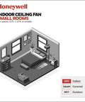Ocean Breeze 30 Inch Ceiling Fan With Light Pull Chain LED Indoor Fan ideal for small rooms, shown in a bedroom setting.