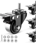 Built Tough Heavy Duty Two Inch Stem Caster Wheels Set Of Four With Six Hundred Pound Capacity Threaded Stem Quarter Inch By One Inch Dual Locking