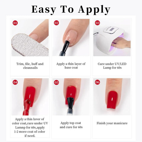 Step-by-step guide to applying Eggplant Purple Gel Nail Polish 0.5 Fl Oz Soak Off UV LED Safe Formula Free Of HEMA And TPO.