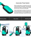 Image showing the automatic float switch and 1HP Submersible Sump Pump With 3700GPH Flow, Built For Low Water Level Jobs in different modes.