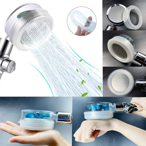 High Pressure Turbo Shower Head Kit With Propeller Jet And Vortex Handheld Design Includes Replacement Accessories And 3 Water Panels