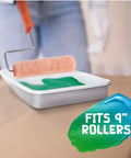 Heavy Duty 9 Inch Metal Paint Tray With Reusable Pan And 10 Pack 9 Inch White Plastic Liners Paint Roller Tray Set For Home DIY Projects And Job Sites with roller