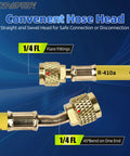 ELYASPEEDY 3-pack 1/4 in flare refrigerant hose set with 45° bend and R410A compatibility