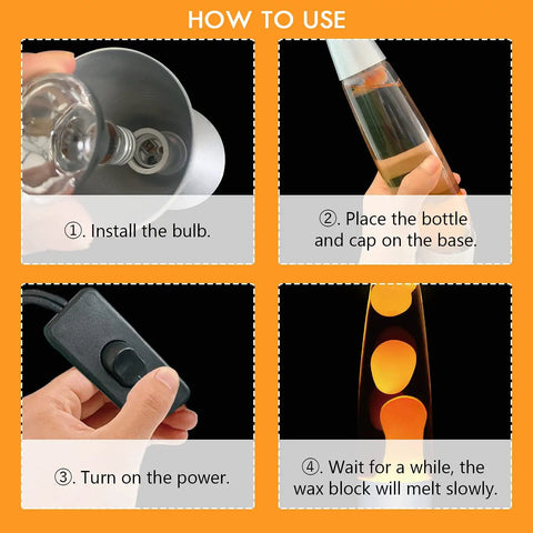 Step-by-step guide assembling 13 Inch Liquid Motion Lamp With Yellow Wax Flow In Clear Water Creates Cozy Vibe Ambient Night Light