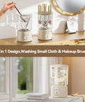 Portable Mini Washing Machine Rechargeable Underwear Cleanser And Makeup Brush Washer Built Different Slick Design placed on a countertop.
