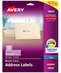 Dead On Printing Results With These Premium Printable Address Labels 1 By 2 5/8 Inches Matte Clear 300 Count Featuring Sure Feed Technology and No Sweat Easy Peel For Flawless Mail Prep Everyday, pack with label sheets and envelope.