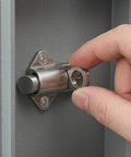 Spring Latch Lock for Cabinets and Windows, Zinc Alloy Self Closing Bolt Latch being installed on cabinet door