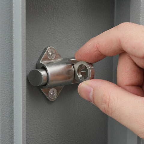 Spring Latch Lock for Cabinets and Windows, Zinc Alloy Self Closing Bolt Latch being installed on cabinet door