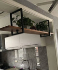 Hanging Wine Glass Rack Ceiling Shelf Retro Industrial Kitchen Storage Wood And Iron Floating Stemware Holder For Bars