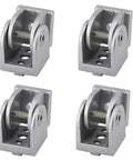 Beefy Zinc Alloy Pivot Joint Fittings For Aluminum Profiles Movable Hinge Connectors 180 Degree Adjustable Pivot Joints Flexible Extrusion Hardware 4 Pack, four silver zinc alloy joints