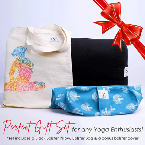 Restorative Yoga Bolster Made From 100 Percent Cotton With Extra Washable Cover And Carry Bag Includes Eighteen By Eleven By Six And A Half Inches Pillow for yoga support