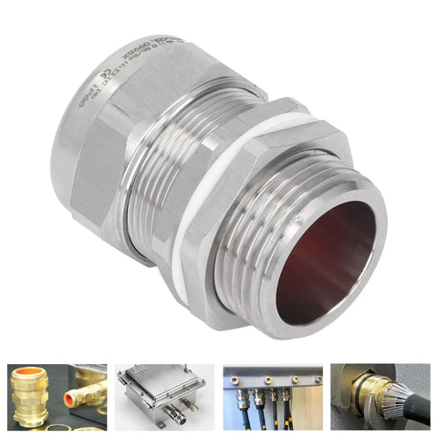 Explosion-proof cable gland connector, 304 stainless steel, IP66 double-sealed for outdoor junction boxes side view