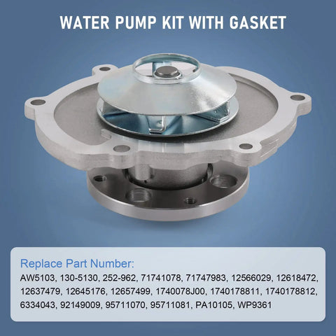 AW5103 Water Pump Replacement For Buick Enclave LaCrosse Cadillac ATS SRX Chevy Camaro GMC Acadia 2.8L 3.0L 3.6L V6 with gasket