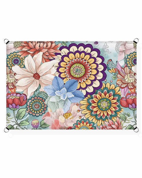 Boho Floral 8x10 Ft Sun Shade Sail Canopy Patio Ready Backyard Friendly Garden Deck Porch Outdoor Shade Cloth Waterproof UV Block