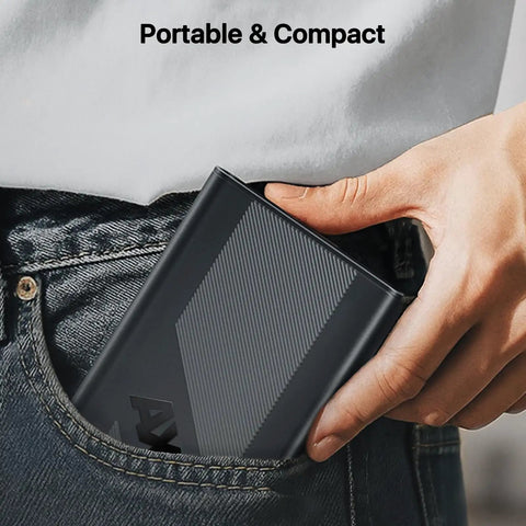 Person holding a portable and compact Top Shelf Precision Screwdriver Set, Mini 37 Piece Electronics Repair Kit in their pocket.