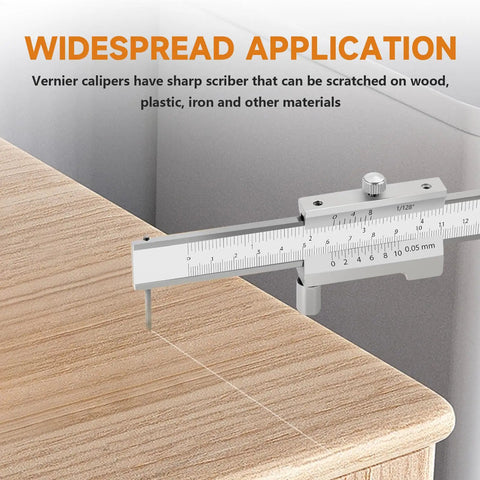 Metal Scriber Calipers With 200mm Scale, Marking Gauge Calipers, Parallel Cross Caliper For Scribing Iron, Steel, Wood And Other Materials, Carbide Tips, 0-8 Inch Precision, Durable Stainless Construction, Ideal For Diy Projects, marking a wood surface