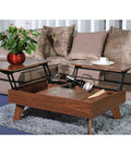 No Sweat Lift Top Coffee Table Kit With Heavy Duty Pneumatic Hinges Smooth Operator Riser in a living room setting.