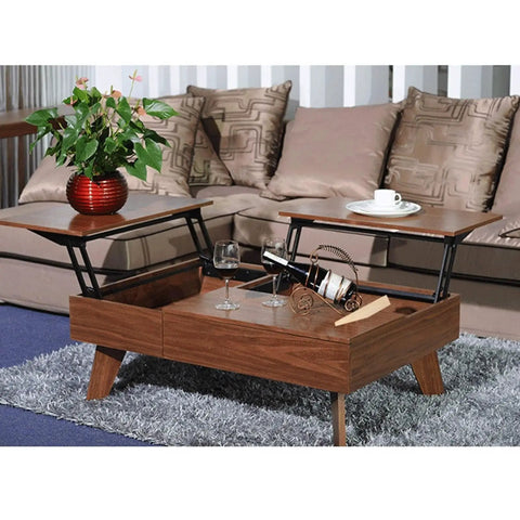 No Sweat Lift Top Coffee Table Kit With Heavy Duty Pneumatic Hinges Smooth Operator Riser in a living room setting.