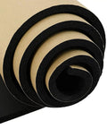 Heavy Duty 3/4 Inch Thick Neoprene Foam Sheet Roll With Snap And Peel Adhesive Backing for Dead Quiet Soundproofing seen in spiral form.
