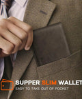Mens Slim Leather Bifold Wallet With RFID Blocking Minimalist Front Pocket Design Gift Box Included Lifetime Quality Guarantee Durable Card Slots Everyday Carry in suit pocket
